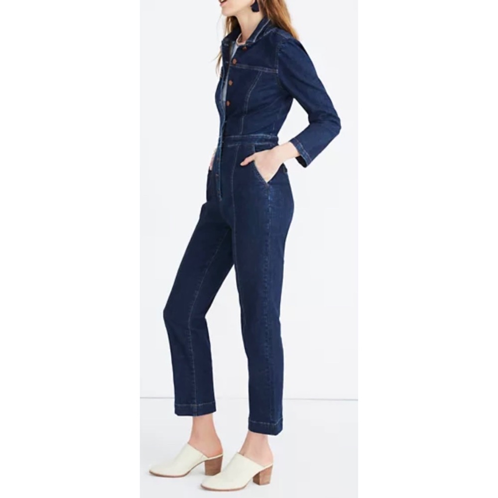 Madewell Denim Puff-Sleeve Jumpsuit Coveralls